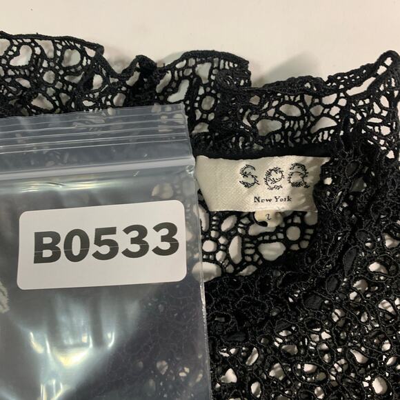 Sea New York 2 Womens Black Mosaic Lace Dress Knee Length Floral Crochet - Picture 3 of 8